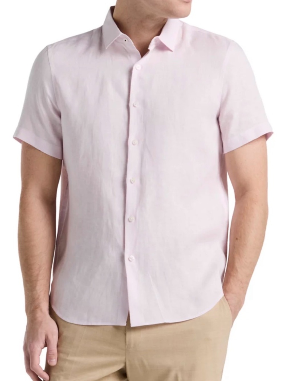 Perry Ellis Light Pink Short Sleeve Button-Down Shirt